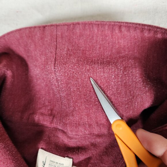 Howe Creative Workforce Cardigan Mens Large Striped Pockets Red Burgundy FLAW - Picture 7 of 16